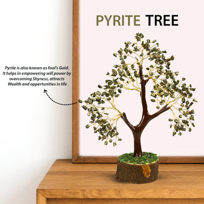Pyrite Crystal Stone Tree | Natural Pyrite Gemstone Money Tree for Wealth, Prosperity, Abundance, Success & Positive Energy | Home Office Décor, Vastu and  Feng Shui