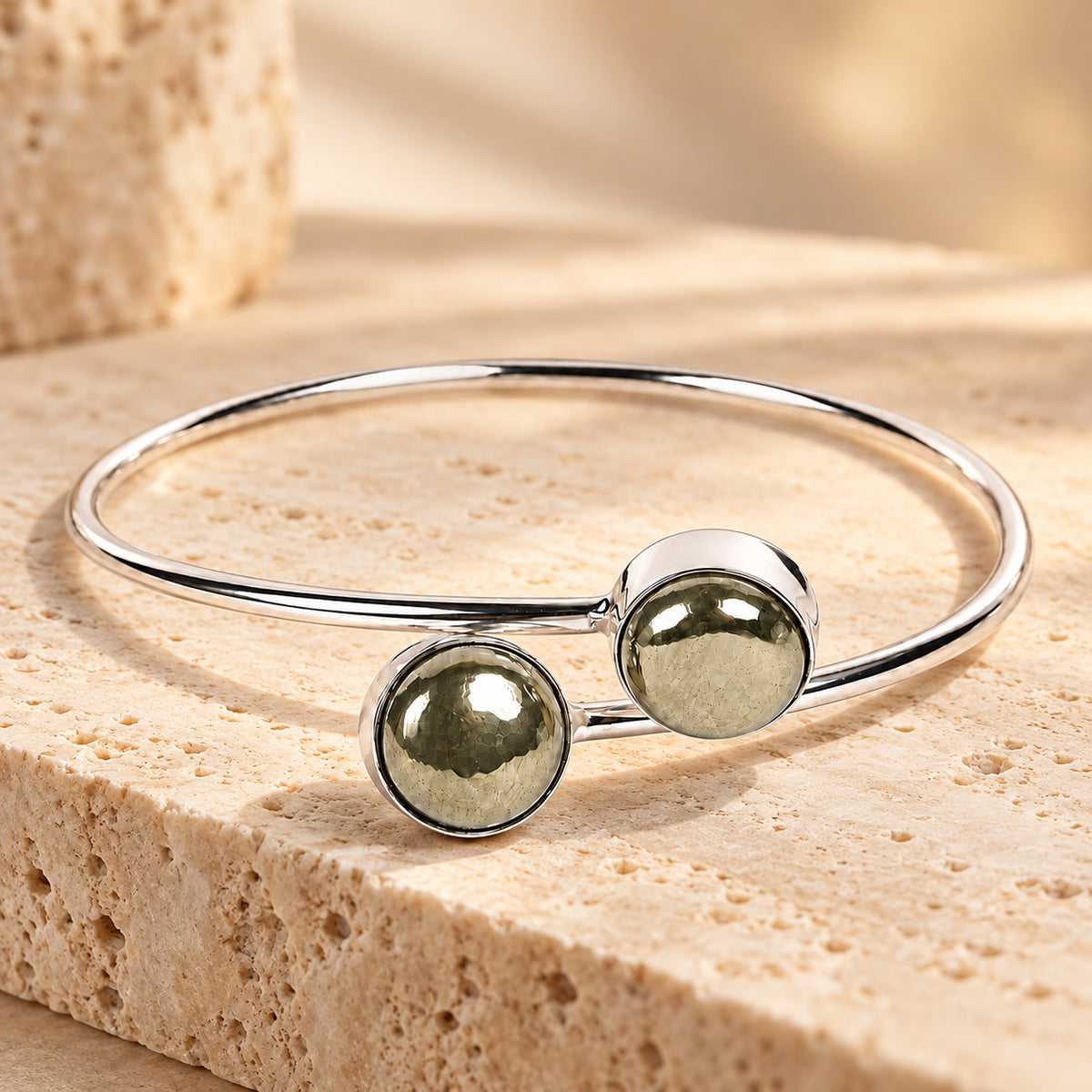 Pyrite Cuff Bangle Bracelet