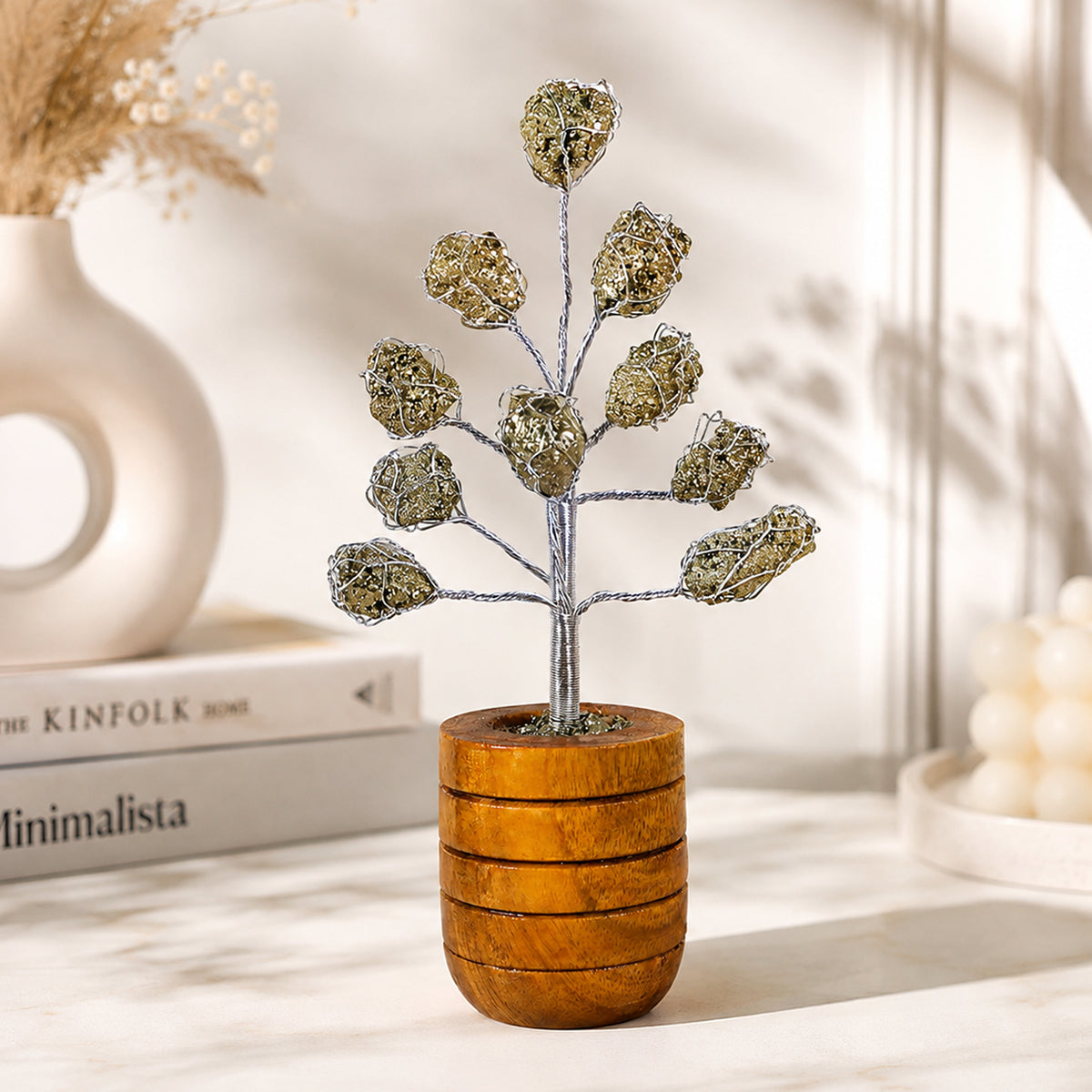 Pyrite Raw Crystal Stone Tree | Natural Pyrite Gemstone Money Tree for Wealth, Prosperity, Abundance, Success & Positive Energy | Home Office Décor, Vastu & Feng Shui