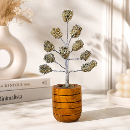 Pyrite Raw Crystal Stone Tree | Natural Pyrite Gemstone Money Tree for Wealth, Prosperity, Abundance, Success & Positive Energy | Home Office Décor, Vastu & Feng Shui