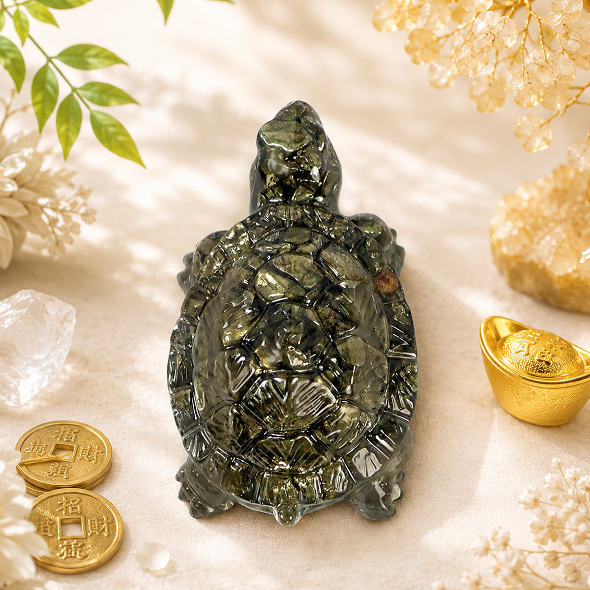 Pyrite Tortoise (Kachhua) | Natural Crystal Turtle for Good Luck & Wealth | Vastu Decorative Showpiece | North & North-East Direction Placement | Home, Office & Living Room | 7 cm (2.7 × 1 Inch)