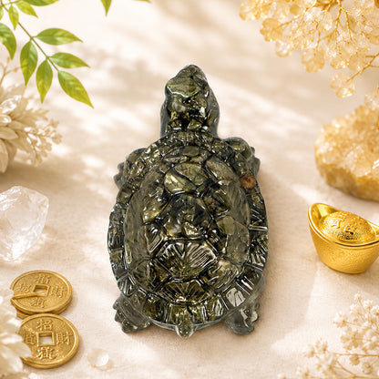 Pyrite Tortoise (Kachhua) | Natural Crystal Turtle for Good Luck & Wealth | Vastu Decorative Showpiece | North & North-East Direction Placement | Home, Office & Living Room | 7 cm (2.7 × 1 Inch)