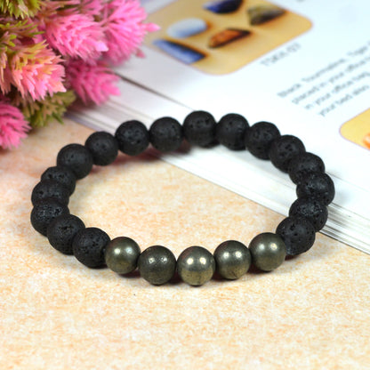 Natural Lava with Mix Semi Precious Stone 8 mm Beads Bracelet Charged By Reiki Grand Master