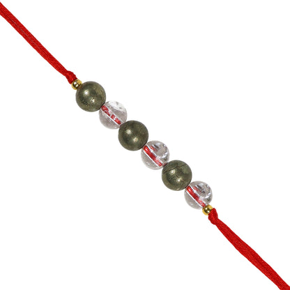 Pyrite & Clear Quartz Crystal Stone Rakhi