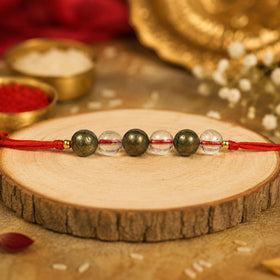 Natural Pyrite & Clear Quartz Crystal Stone Rakhi
