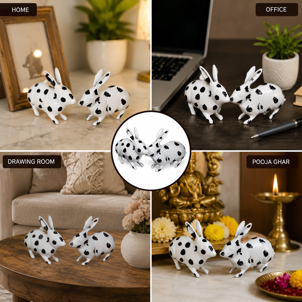 Brass Rabbit Couple Vastu Showpiece for Love and Harmony Intentions