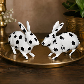 Brass Black & White Rabbit Pair for Vastu Remedy & Home Decor | Premium Brass Rabbit Statue Set for Vastu, Feng Shui, Office Desk & Gifting | 400 Gram