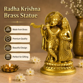Standing Brass Lord Radha Krishna Idol Weight 800 Gram