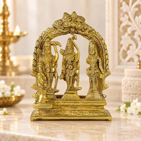 Brass Ram Darbar Murti Ram Sita Laxman Hanuman Idol Statue for Home Decor, Office Desk & Puja Room | Premium Shree Ram Parivar Brass Murti for Worship, Spiritual Décor & Gifting | Height 10 cm | Weight 275 Gram