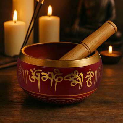 Tibetan Singing Bowl with Wooden Stick 10.1 cm (4 Inch) | Meditation Prayer Bowl for Yoga, Reiki, Music Therapy & Spiritual Practices