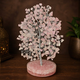 Natural Rose Quartz Crystal Tree with Natural Rose Quartz Chip Stone Base | Reiki Charged Love, Harmony & Positive Energy | Home & Office Décor | Vastu & Feng Shui