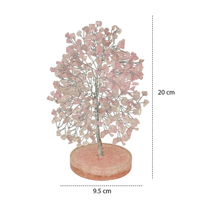 Natural Rose Quartz Crystal Tree with Natural Rose Quartz Chip Stone Base | Reiki Charged Love, Harmony & Positive Energy | Home & Office Décor | Vastu & Feng Shui