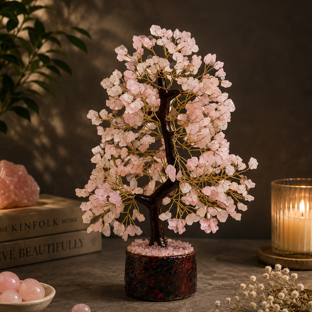 Natural Original Crystal Stone Chip 200 Beads Tree for Decorative Showpiece