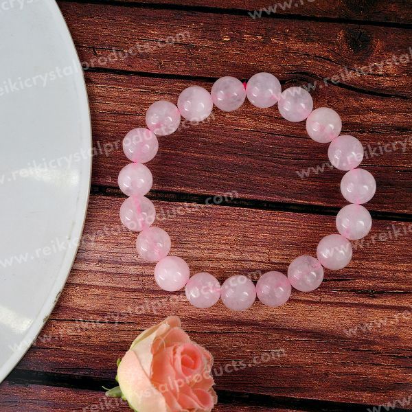 Rose Quartz 10 mm Round Bead Bracelet for Love, Emotional Healing, & Self-Love