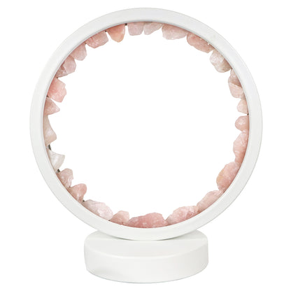 Rose Quartz Crystal Decorative Lamp with Warm LED Light