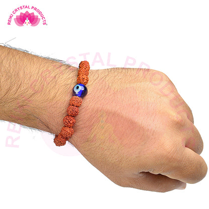 Rudraksha with Evil Eye 8 mm Bead Bracelet