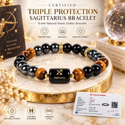 Certified Triple Protection Sagittarius Zodiac Bracelet 8 mm