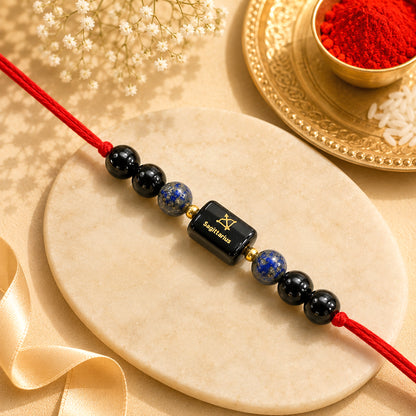 Sagittarius (धनु राशि) Zodiac Birth Sign Gemstone Rakhi | Natural Crystal Astrology Rakhi Bracelet | Adjustable Thread Raksha Bandhan Gift for Men & Women
