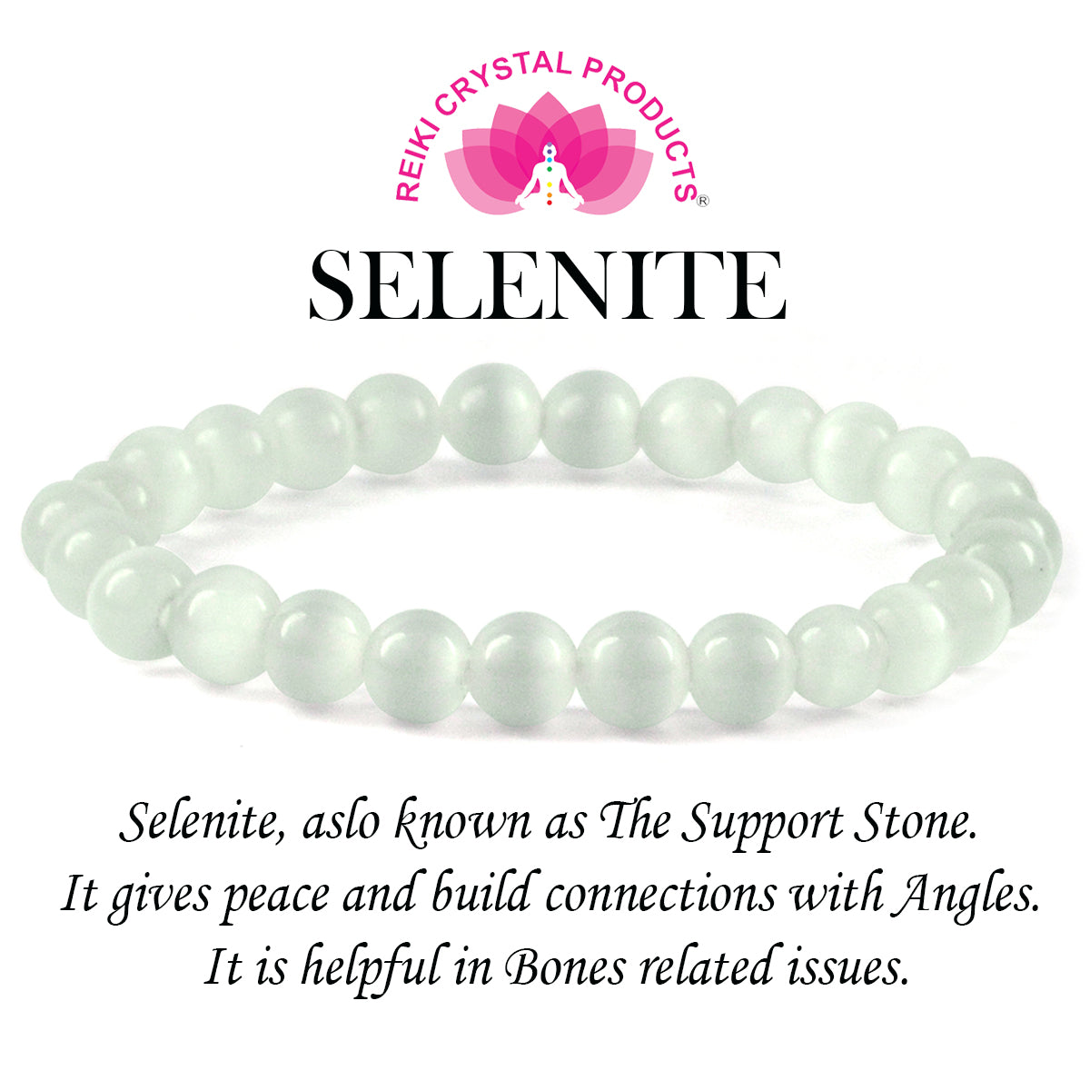 Selenite Crystal Bracelet | Natural Healing Gemstone Bracelet for Clarity & Spiritual Cleansing