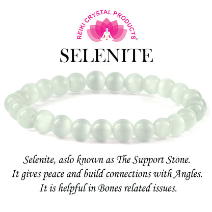 Selenite Crystal Bracelet | Natural Healing Gemstone Bracelet for Clarity & Spiritual Cleansing