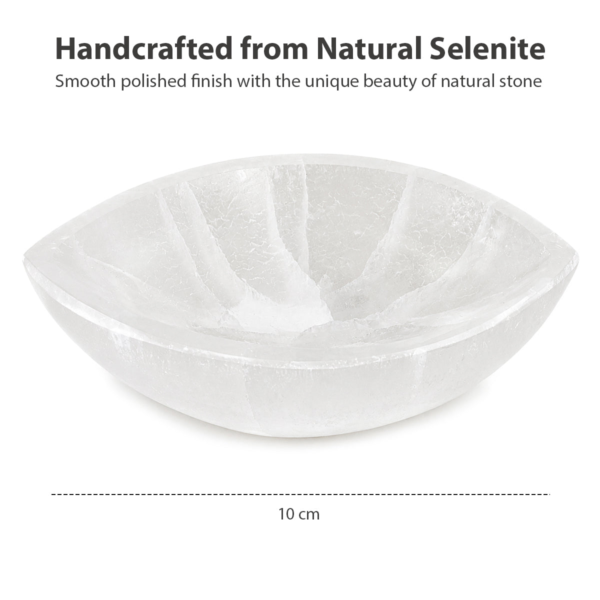 Natural Selenite Oval Bowl 10 cm | Crystal Charging Bowl for Cleansing, Charging Crystals, Jewelry, Home Décor, Meditation, Reiki, Vastu & Feng Shui