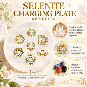Natural Selenite 7 Chakra Charging Plate 7.6 cm 3 Inch