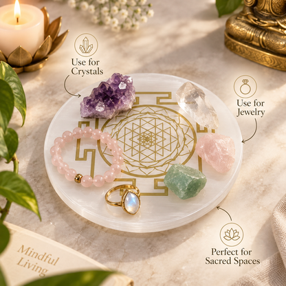 Selenite Shree Yantra Charging Plate