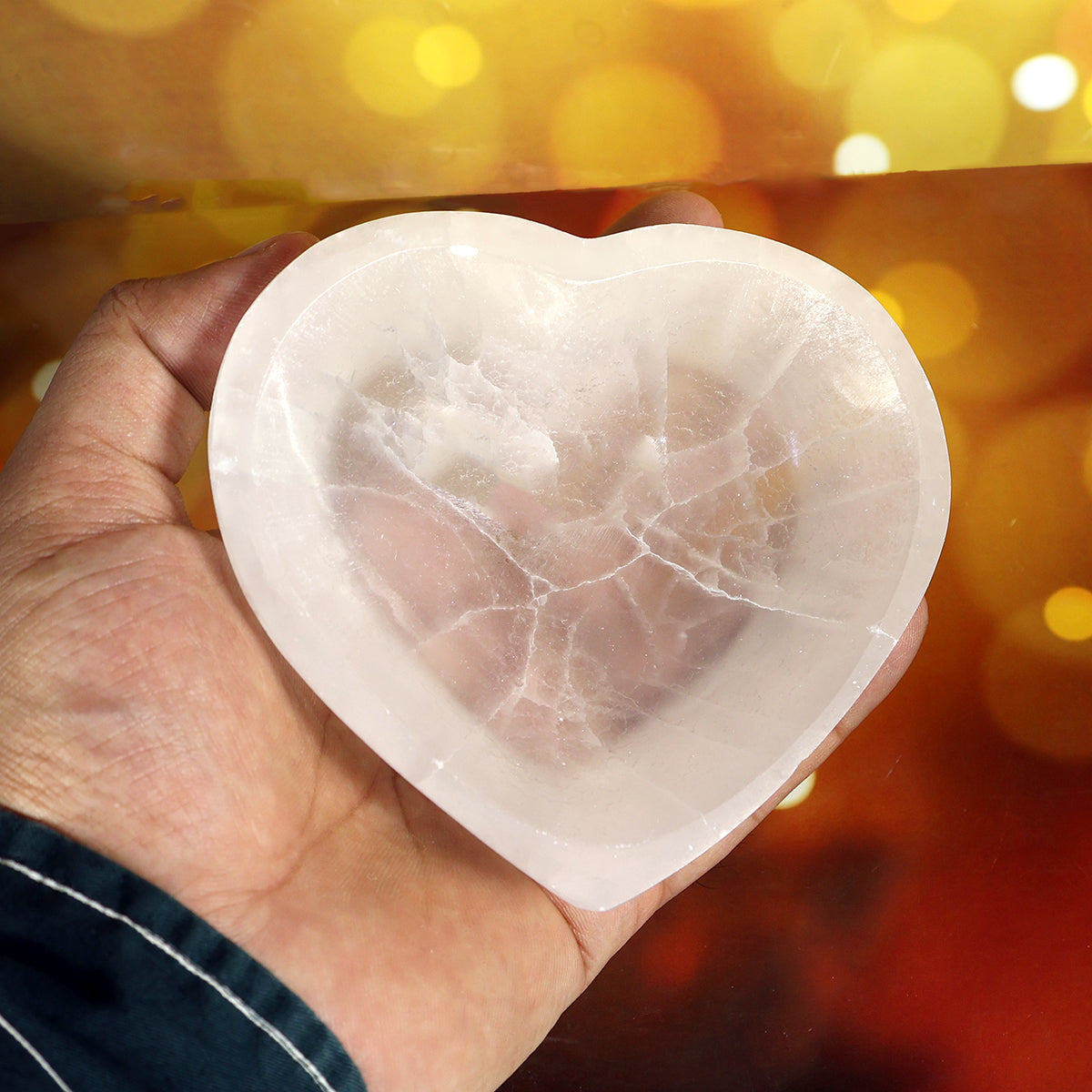 Natural Selenite Heart Shape Bowl for Crystal Cleansing, Energy Charging, Reiki, Meditation, Home Décor & Spiritual Healing | Crystal Charging Bowl | Available in 10 cm, 12 cm, 14 cm & 20 cm Sizes