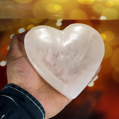Natural Selenite Heart Shape Bowl for Crystal Cleansing, Energy Charging, Reiki, Meditation, Home Décor & Spiritual Healing | Crystal Charging Bowl | Available in 10 cm, 12 cm, 14 cm & 20 cm Sizes