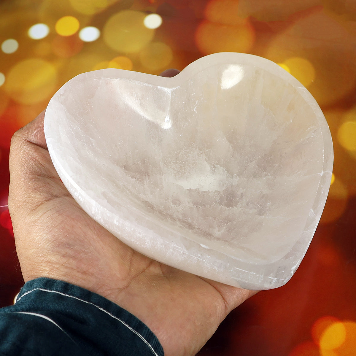 Natural Selenite Heart Shape Bowl for Crystal Cleansing, Energy Charging, Reiki, Meditation, Home Décor & Spiritual Healing | Crystal Charging Bowl | Available in 10 cm, 12 cm, 14 cm & 20 cm Sizes