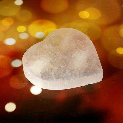 Selenite Heart Disc 8 cm | Natural Selenite Crystal Charging Plate | Reiki Charged Heart-Shaped Crystal Charging Disc for Crystal Cleansing, Energy Charging, Meditation, Home Décor & Spiritual Healing