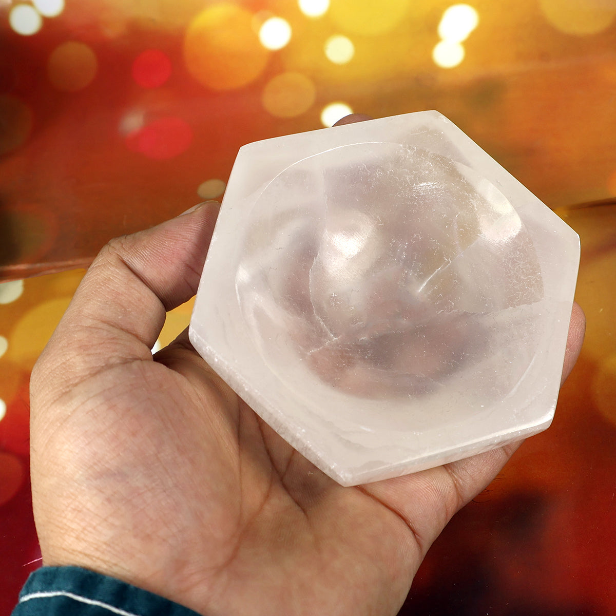 Selenite Hexagonal Bowl (10 cm) | Natural Crystal Charging Bowl