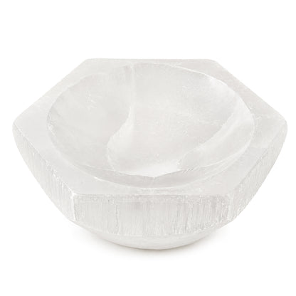 Selenite Hexagonal Bowl (10 cm) | Natural Crystal Charging Bowl for Cleansing, Charging Crystals,