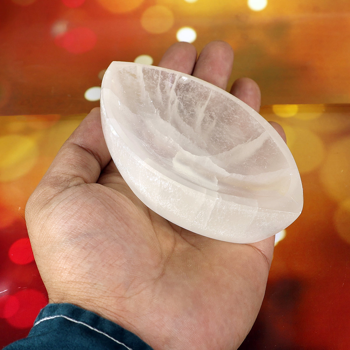 Selenite Oval Bowl 10 cm | Crystal Charging Bowl for Cleansing, Charging Crystals, Jewelry,