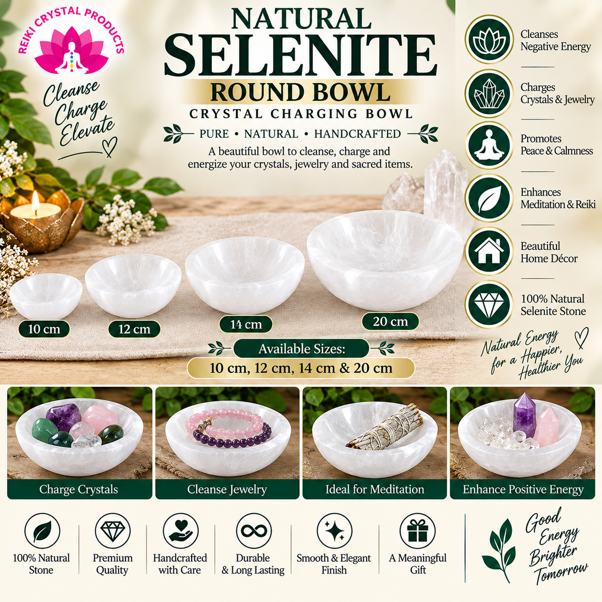 Selenite Round Bowl Crystal Charging Bowl 