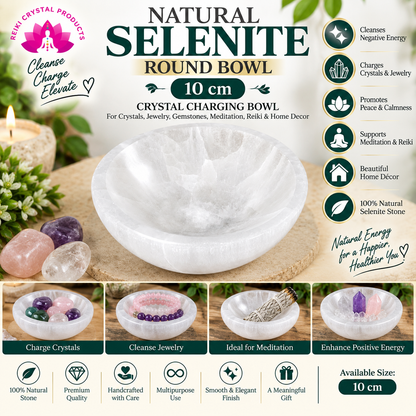 Selenite Round Bowl Crystal Charging Bowl 10 cm