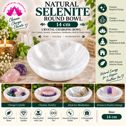 Selenite Round Bowl Crystal Charging Bowl 14 cm