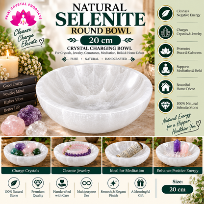 Selenite Round Bowl Crystal Charging Bowl 20 cm