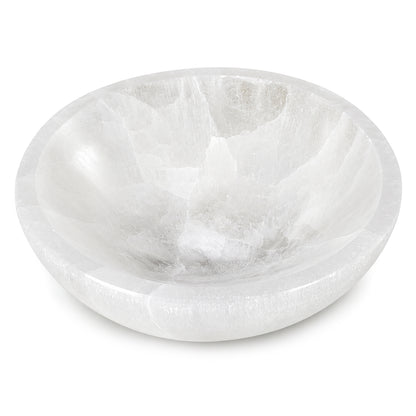 Natural Selenite Round Bowl Crystal Charging Bowl for Crystal Cleansing, Energy Charging, Reiki, Meditation, Home Décor, Altar, Vastu & Spiritual Healing