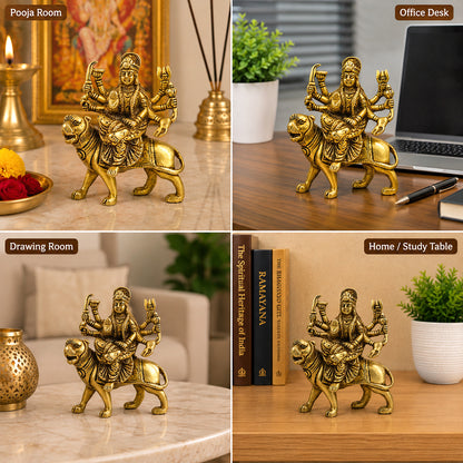 Brass Sherawali Maa Durga Statue Idol size 12.7 cm