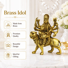 Brass Sherawali Maa Durga Statue Idol size 12.7 cm
