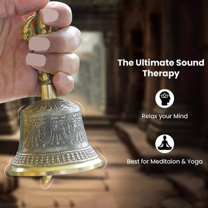 Brass Tibetan Singing Bell with Wooden Stick 5.5 Inch (13.9 cm) | Buddhist Meditation Bell for Prayer, Yoga, Mindfulness & Spiritual Practices