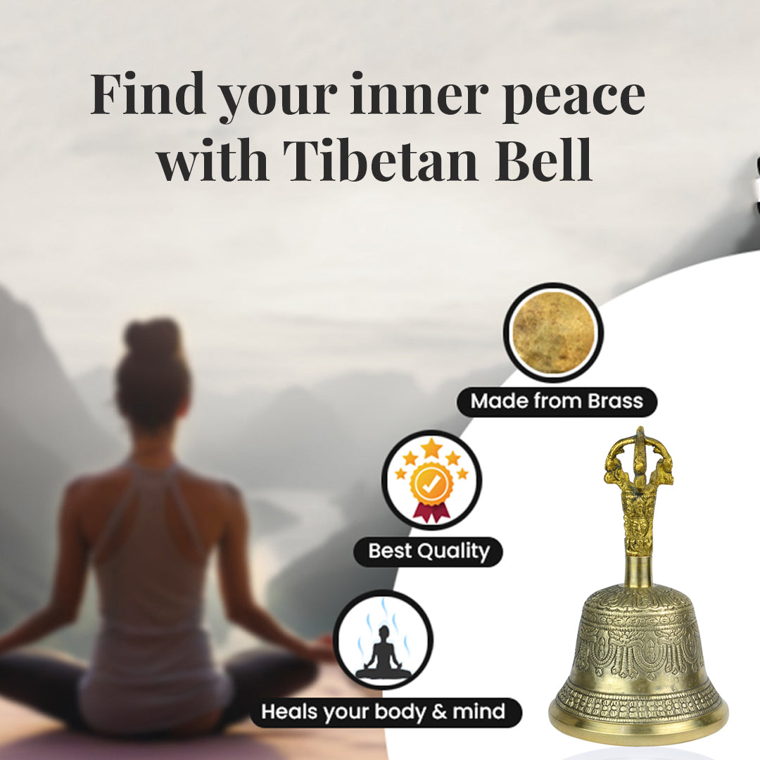 Brass Tibetan Singing Bell with Wooden Stick 5.5 Inch (13.9 cm) | Buddhist Meditation Bell for Prayer, Yoga, Mindfulness & Spiritual Practices