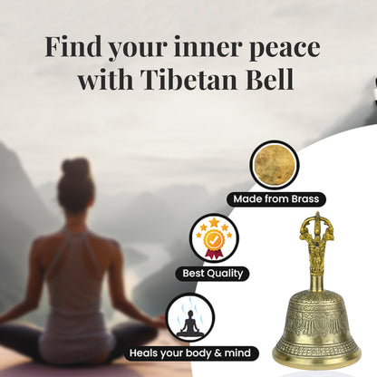 Brass Tibetan Singing Bell with Wooden Stick 5.5 Inch (13.9 cm) | Buddhist Meditation Bell for Prayer, Yoga, Mindfulness & Spiritual Practices