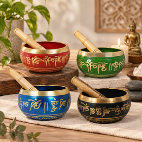 Tibetan Singing Bowl with Wooden Stick 3.5 Inch | Meditation Prayer Bowl for Yoga, Reiki, Music Therapy & Spiritual Practices | 350 Gram