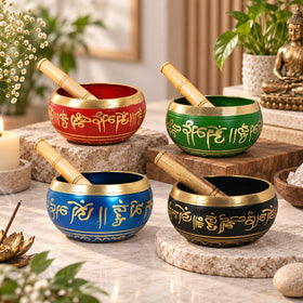 Tibetan Singing Bowl with Wooden Stick 10.1 cm (4 Inch) | Meditation Prayer Bowl for Yoga, Reiki, Music Therapy & Spiritual Practices