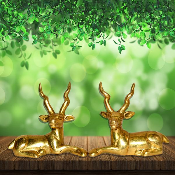 Sitting Brass Deer Statue