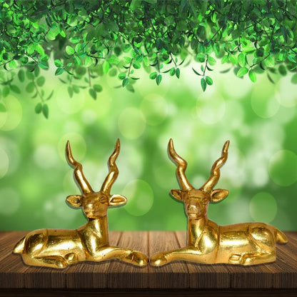 Sitting Brass Deer Statue