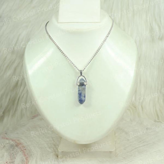 Natural Crystal Stone Double Terminated Pencil Pendant With Chain