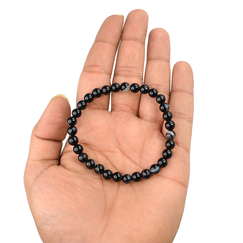 Sulemani Hakik Botswana Agate Matte Crystal Bracelet | Natural Healing Gemstone Bracelet for Grounding & Protection